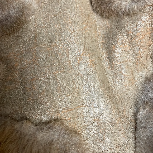 Vintage 70s faux fur vegan leather long belted coat - Picture 3 of 12